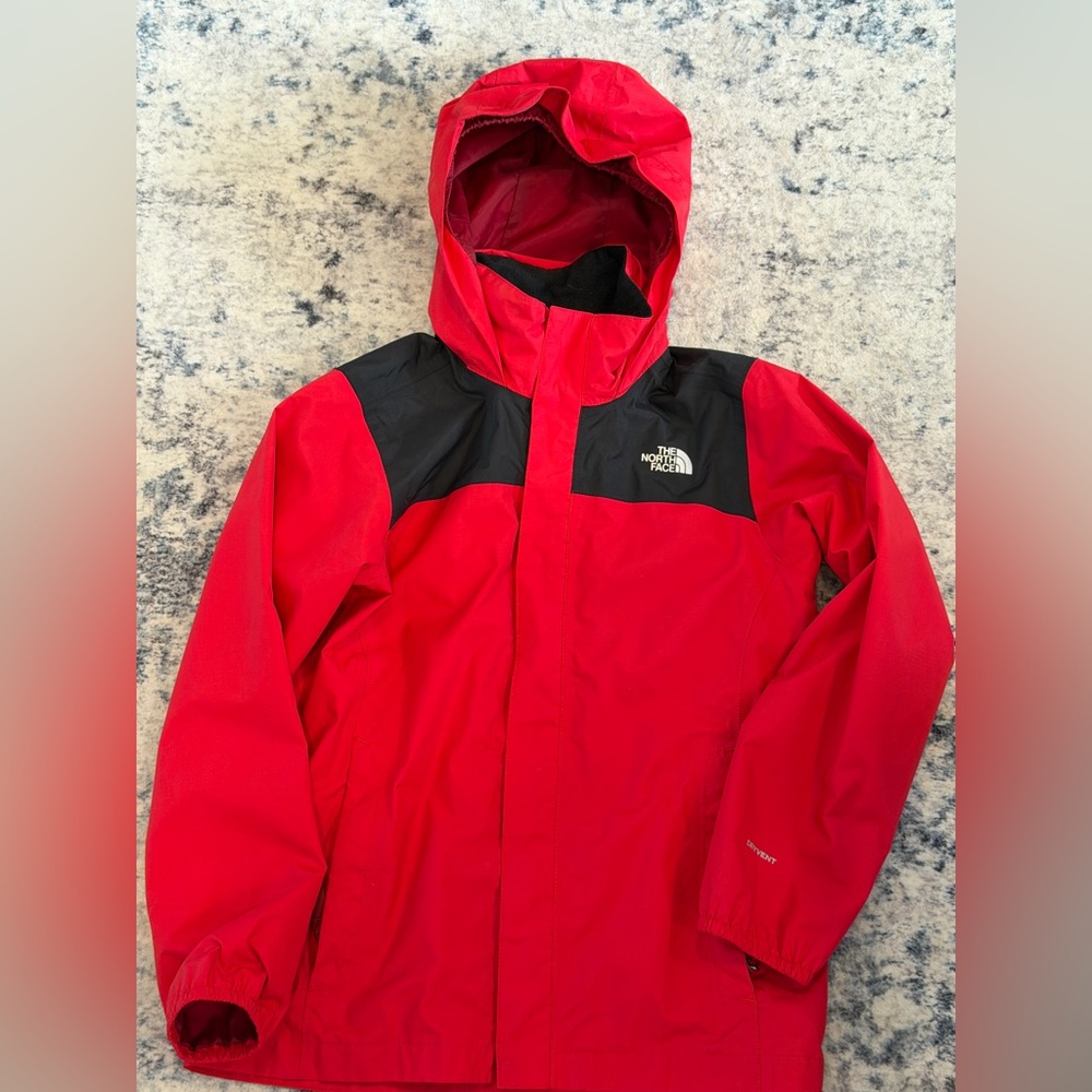 The North Face Kids Red and Black Raincoat